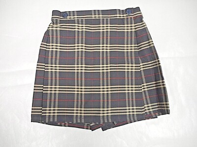 Girls R/K Black/Brown Plaid Culotte Box Pleat Uniform Skort Reg&plus 3 - 20 1/2