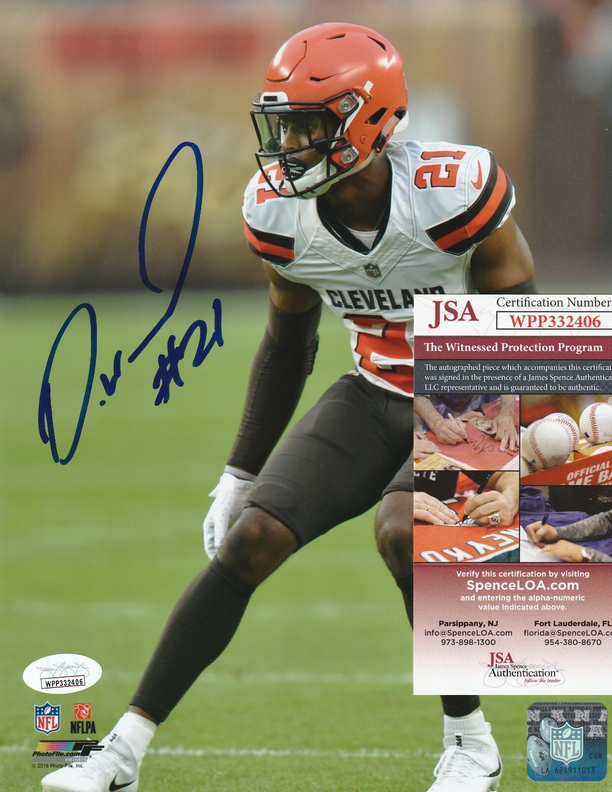 Vinny Testaverde Autographed Signed Cleveland Browns DENZEL WARD JSA AUTHENTICATED ACTION 8x10 