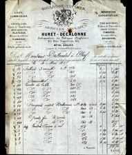 BOULOGNE-sur-MER (62) TINSMITH / ART MENAGER "HURET & DECALONNE" in 1867