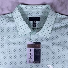 ALFANI Mens Mint Green Geometric Pattern Regular Fit Dress Shirt 17-17-1/2 32/33