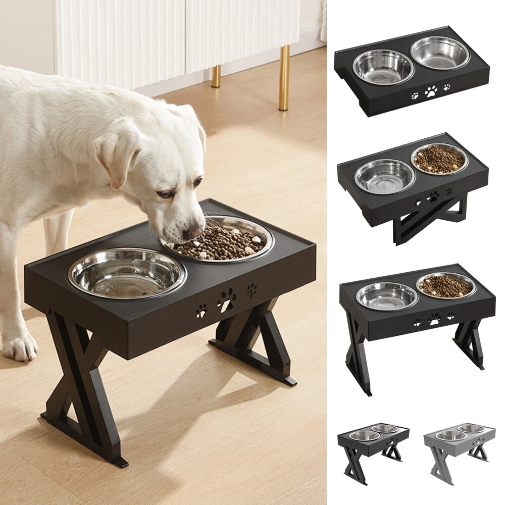 3 Bowl Dog Feeder Dog Bowls With Stand Elevated Dog Bowls Farmhouse Style  Pet Feeding Station Raised Dog Dish 