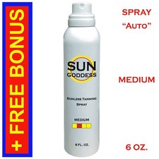 SUN GODDESS - Sunless Self Tanning Spray Auto MEDIUM 6 oz Best Tanner Mitt