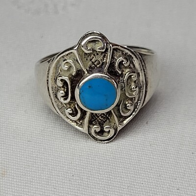 Bague en argent 925 et malachite monture typiquement indienne