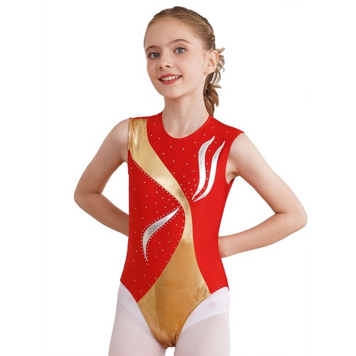 Kids Girls Suit Bodysuit Set Performance Outfit Shiny Costume Ballet Dancewear - Picture 26 of 50
