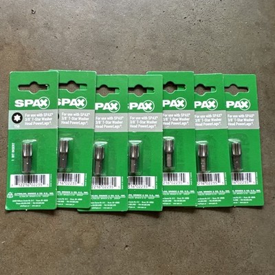 Spax T50 Bit Insert Lot Of 7 New HEX 3/8'' T-Star Washer Head PowerLags 1406