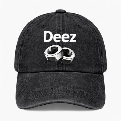 Deez Nuts Funny Mechanic Hat Meme Dad Cap Adjustable Washed Baseball Hat