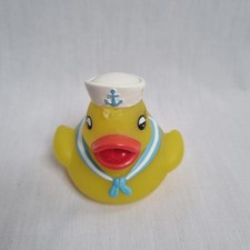 Vintage Yellow Rubber Duck Sailor Hat Bath Toy Nautical Decor Collectible Duck