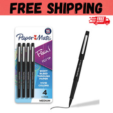 Paper Mate Flair Felt Tip Pens, Medium Point (0.7mm), Black, 4 Count