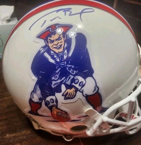 TOM BRADY Signed Autographed Pats Throw Back Full Size AUTHENTIC Helmet Tri-Star