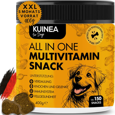 KUINEA All-in-One Vitamine für Hunde   150 Snacks für Gelenke, Immunsystem Fell