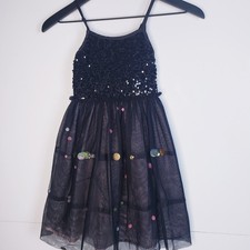 Girls Size S 6 Cat and Jack Slip Dress for Party Special Occasion Black Sequins