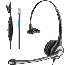 Corded Telephone Headset Mono w/Noise Canceling Mic for Avaya Aastra Allworx ...