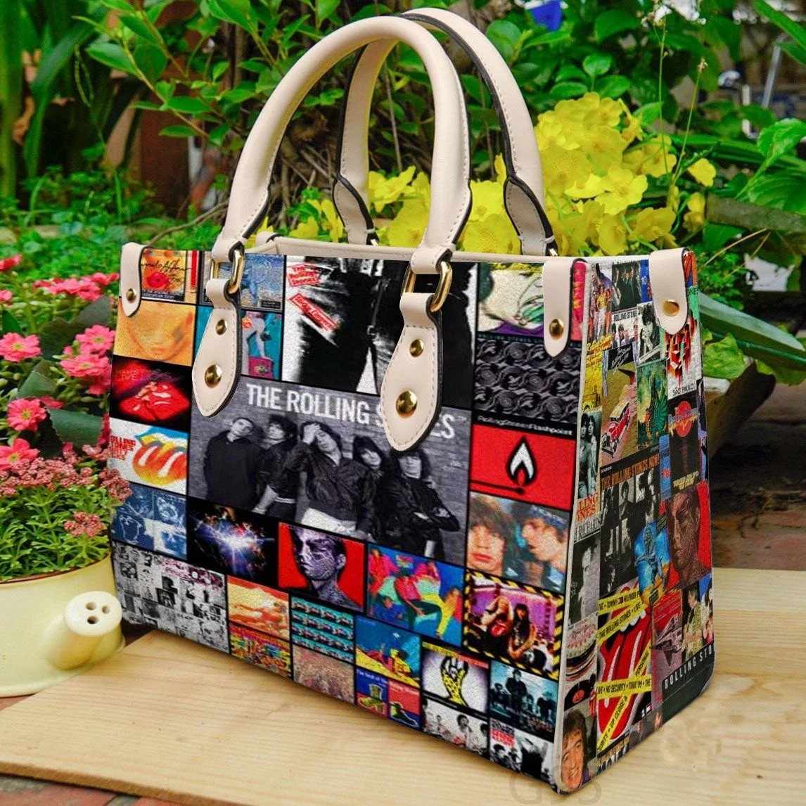 The Rolling Stones Leather Handbag,Gift for Rock Band Fan Shoulder Bag - Wallet Not Included