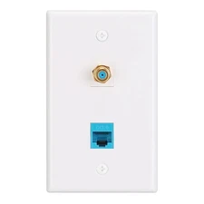 Ethernet Coax Wall Plate,Include CAT6 Keystone Coupler and 3GHz Gold Plated C...
