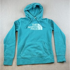 The North Face Logo Womens Sz XS Teal Blue Hoodie Sweatshirt