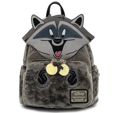 Loungefly Disney Pocahontas Meeko Gray Faux Fur Mini Backpack Moon Charms