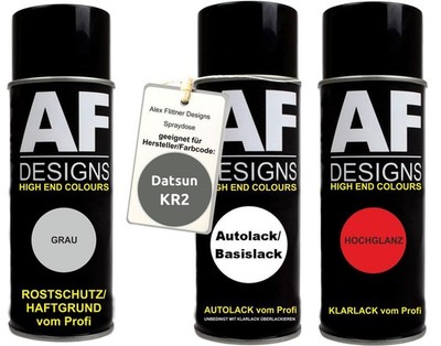 Spraydose Set für Datsun KR2 Grey Metallic Autolack Klarlack Grundierung Spraydo