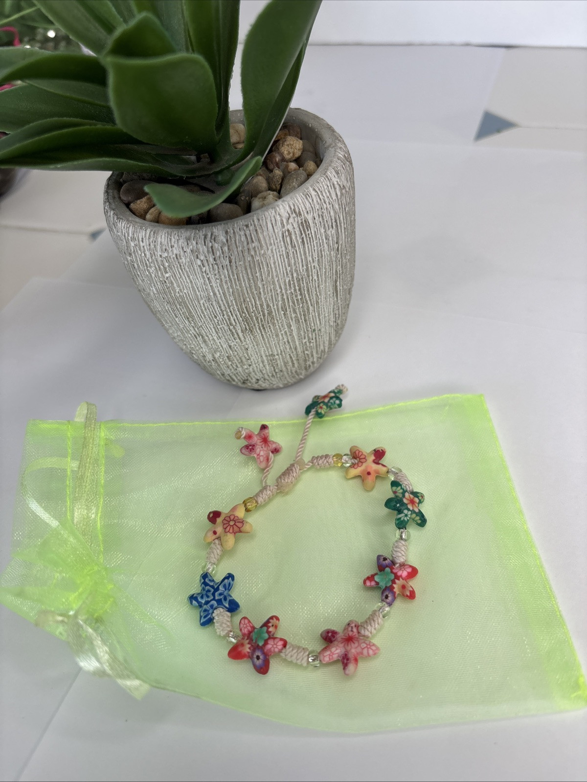 Adjustable starfish clay bead bracelet for beach lovers-image