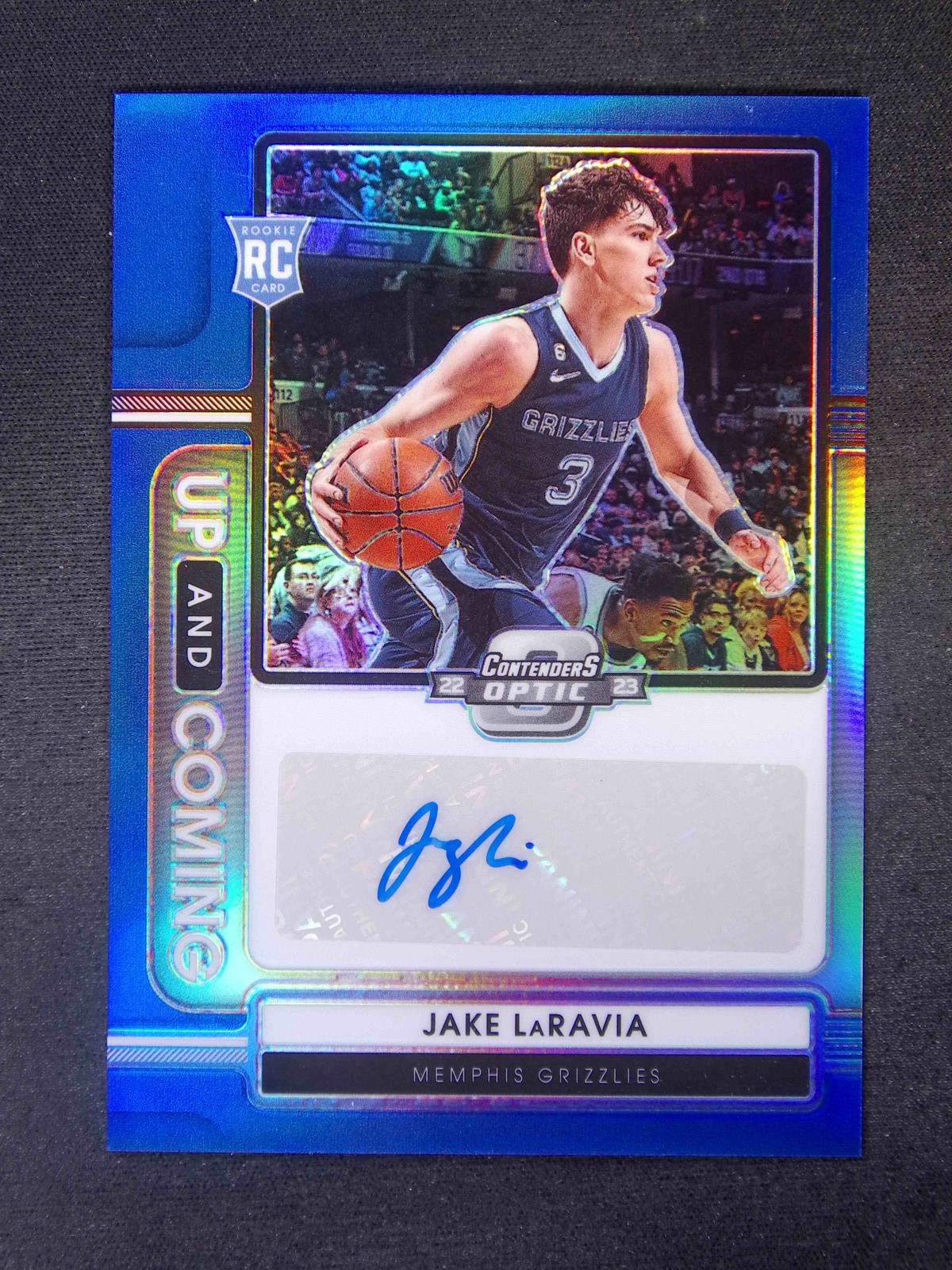 2022-23 Panini Contenders Optic Jake Laravia RC UP And Coming Auto Blue /75