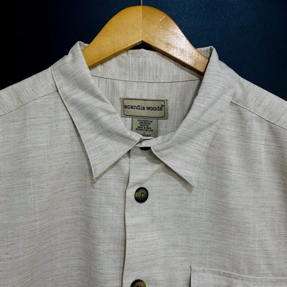 Scandia Woods Dress Shirt Mens Size Large Tan Button Up Long Sleeve Pockets - Image 4 of 4