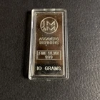 Jm & M Assayers Refiners 10 Gram fine .999 Silver Art Bar￼