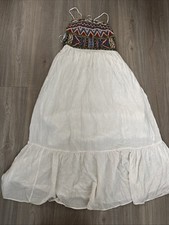 Zara  Midi Dress SZ S Halter Embroidered Gauze Beachy Bohemian Cottagecore