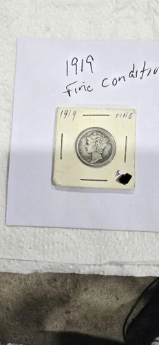 1919 Silver Mercury Dime Fine Condition