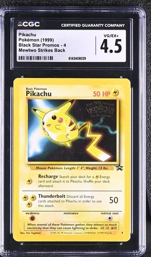 1999 Pokemon Black Star Promos Pikachu Mewtwo Strikes Back #4 CGC 4.5