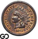 1873 Indian Head Cent Penny Open-3, Tough This Nice Choice Unc Better Date