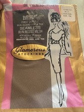 Glamorous Stockings seamless mesh nylons from the 1960s Charcoal Vintage 8 1/2