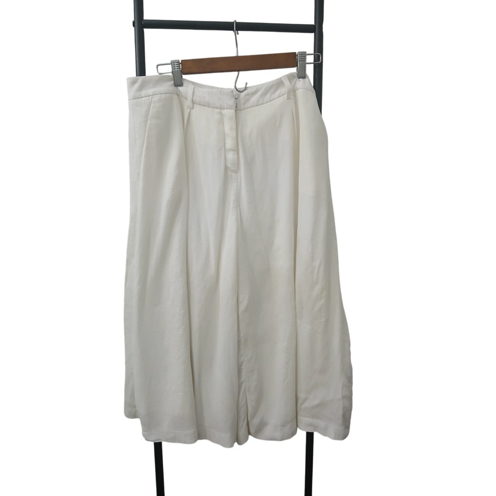 Peruna White Flow Capri Pants Wide leg Pockets Front & Rear Lined M