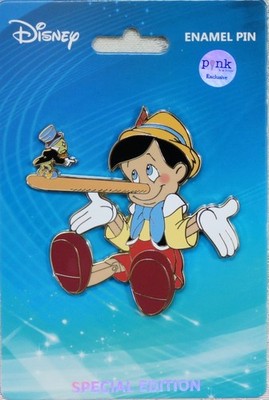 DISNEY PALM PINK A LA MODE PINOCCHIO & JIMINY CRICKET LONG NOSE LE 200 PIN