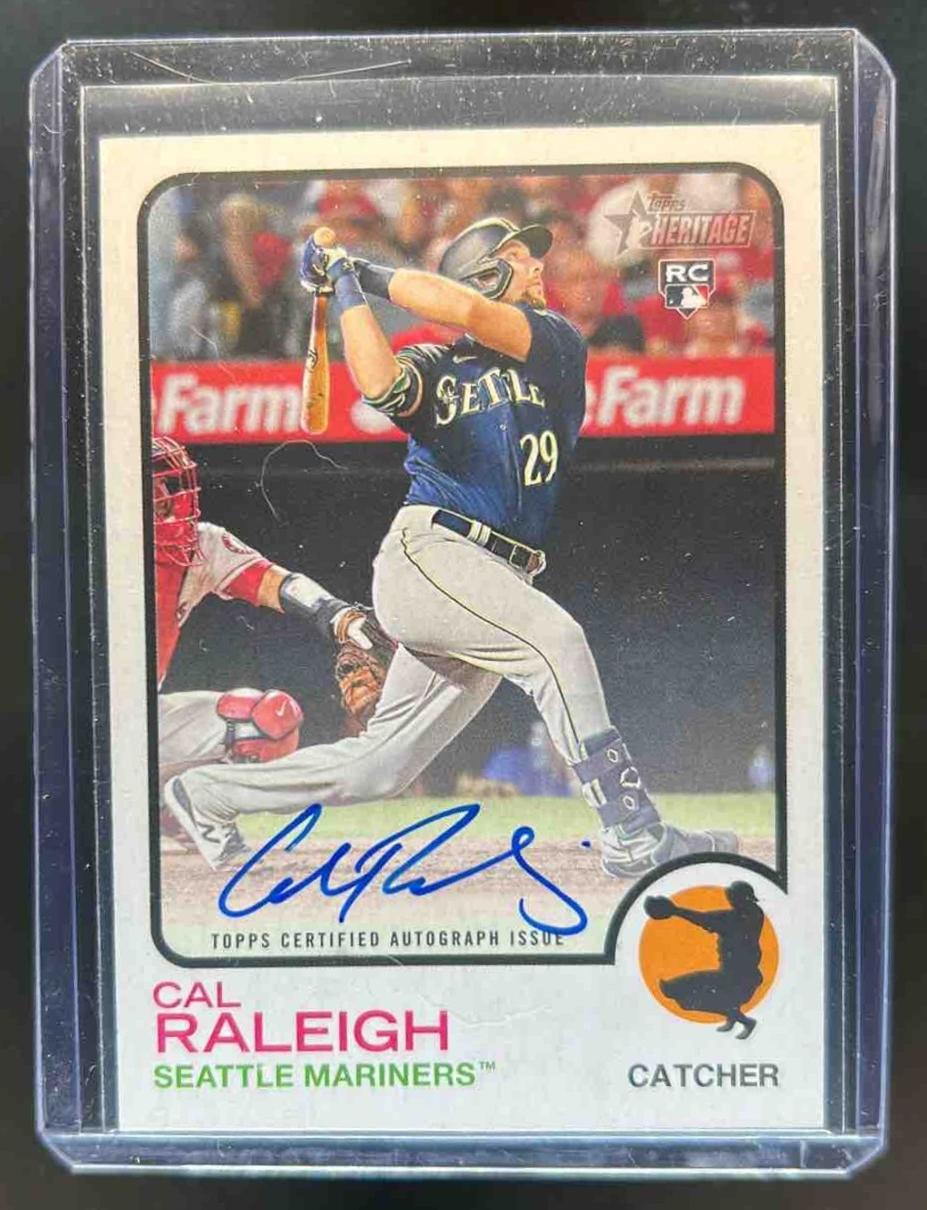 2022 Topps Heritage Cal Raleigh Real One Auto RC Rookie #ROA-CR Mariners