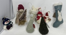 Lot 8 Handmade Christmas Ornaments Knit, Felted Crocheted Vintage