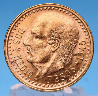 Mexico 2 5 Pesos 1945 Hidalgo 2 0833 Gramm 900 Gold Vz (2)