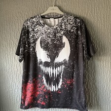 Marvel Venom T-Shirt BlackWhite  Symbiote Face Graphic Print Short Sleeve Top