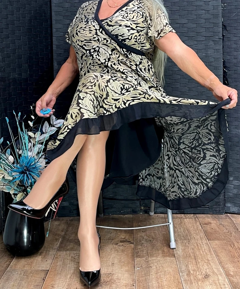 stunning berkertex silk animal print occasion evening black gold dress size 20 - Image 2 of 4