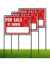 For Sale by Owner Yard Sign with Stakes, 30 Inches High, Double-Sided Printing,
