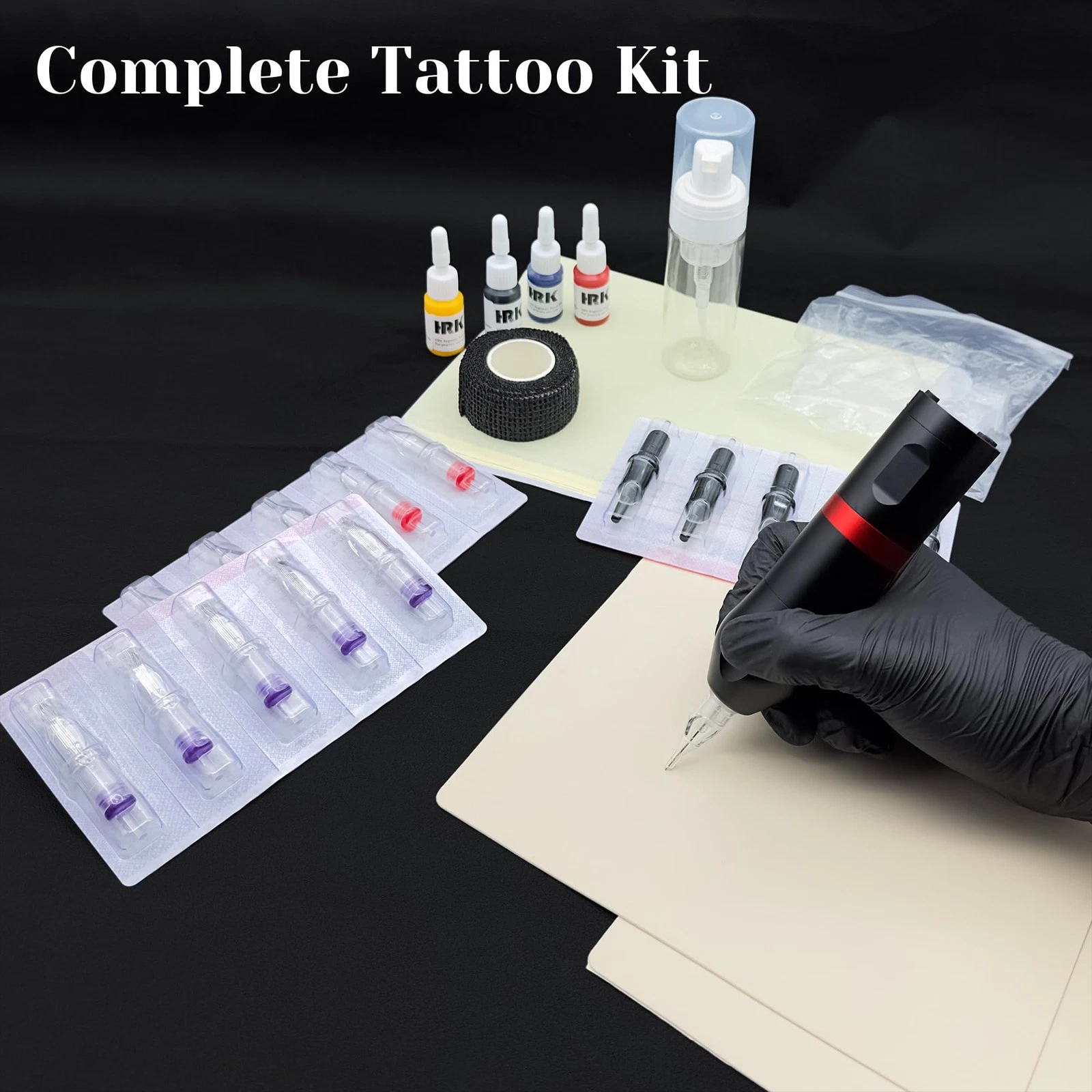 MO MOLONG Wireless Tattoo Machine Kit 20Pcs Needles 10Pcs Practice Cart. 1500mAh - product detail image 6