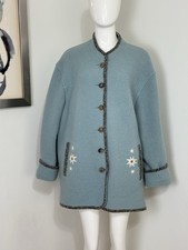 Geiger Austria Collection Women  s VTG Pure Wool Blue Cardigan Size EU 40 US 8/10