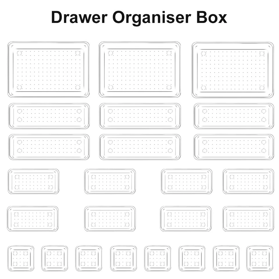 25 Pcs Draw Organizer Box Desk Drawer Fridge Tray Makeup Storage Plastic Divider - Image 3 of 4