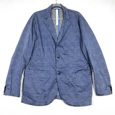 Masons Blazer Mens 44 Unstructured Sport Coat Jacket Travel Glen Plaid Italy 54