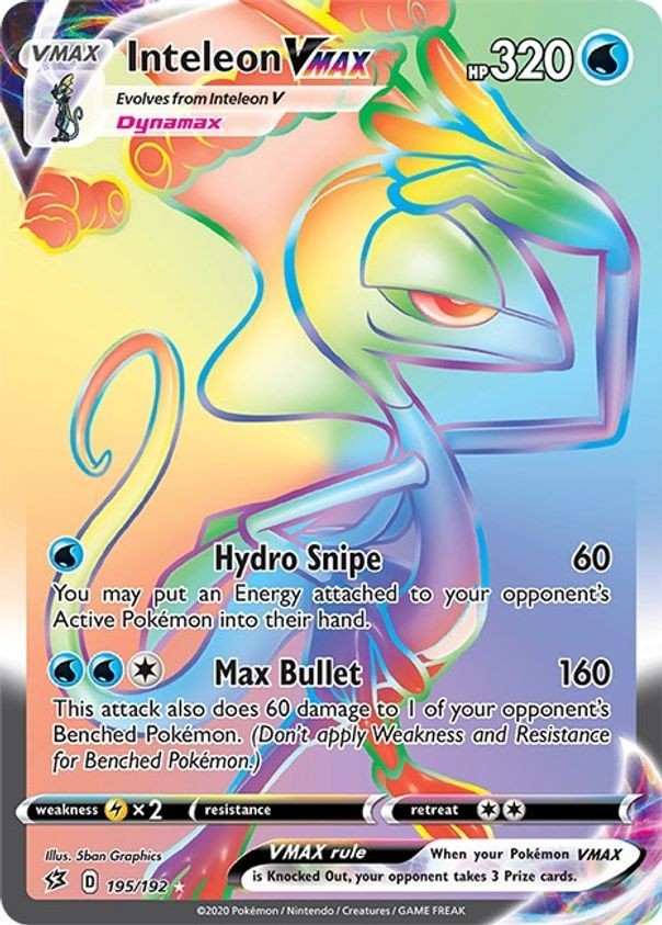 Inteleon VMAX - 195/192 - Pokemon Rebel Clash Sword & Shield Secret Rare Card NM