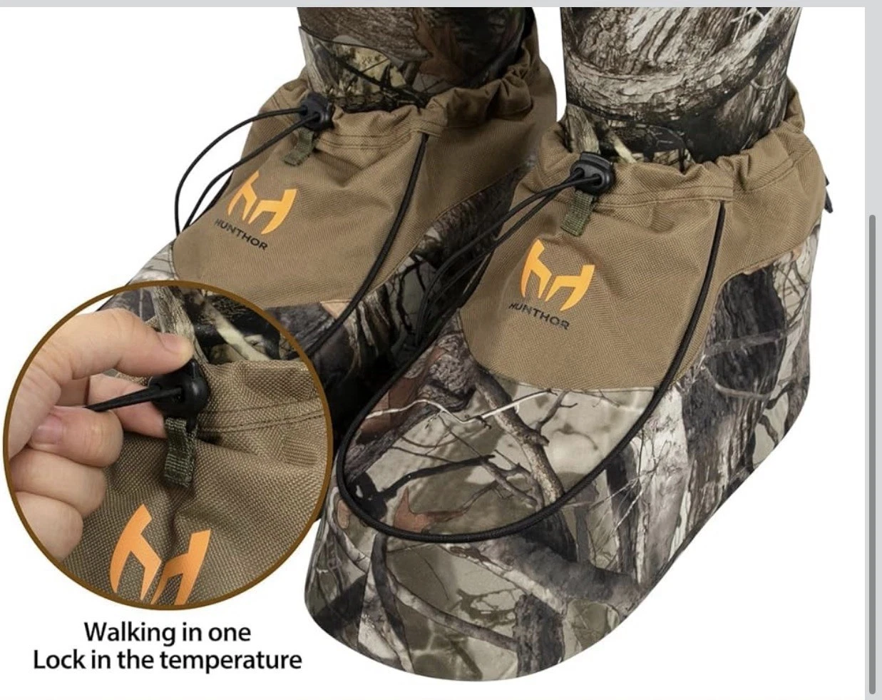 HUNTHOR Insulated Boot Covers Camo Hunting Shoe Overboots Winter Thermal Size M