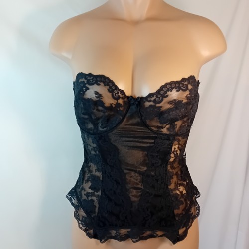 Vintage Gossard Lace Sheer Bustier Corset Lingerie Strapless Bone Pinup Sexy 34C - Picture 2 of 16