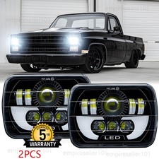 For Chevrolet C10 C20 C30 1981-1986 Pair 7x6 5x7 Led Headlight Hilo Lamp Drl