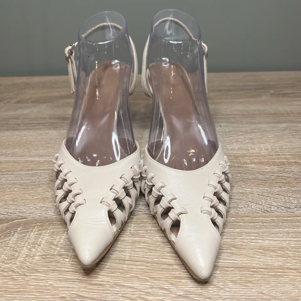 Flattered x Débora Rosa Woven Slingback Kitten Heels – Beige – Women’s Size 9 - Image 2 of 4