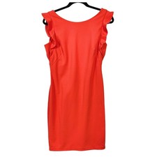 Calvin Klein Women's Red Sleeveless Ruffle Sheath Dress Size 10 Career