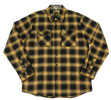Dixxon Flannel The Gold Standard Shirt Mens M Gold Black Plaid Pearl Snap
