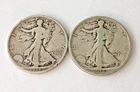 LOT OF 2 WALKING LIBERTY HALF DOLLARS 1918-D & S